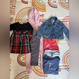 Girls' Clothing Bundle with Plaid Dress and Denim Jacket